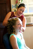 Friend getting hair curled